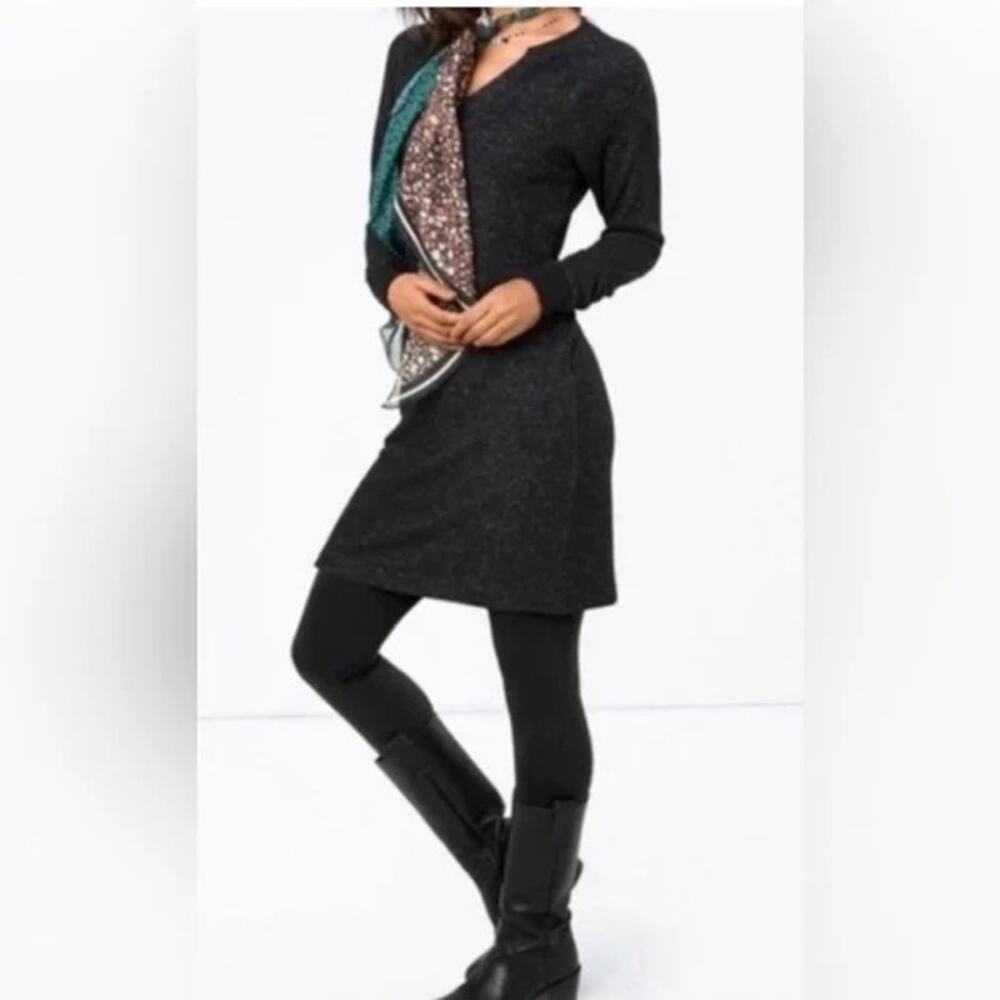 Cabi Melange Charcoal Marled Knit Sweater Dress Tunic Size Small #3829